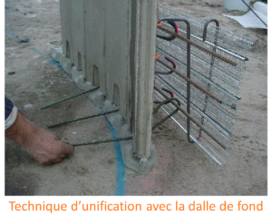 Liaison avec la dalle de fond